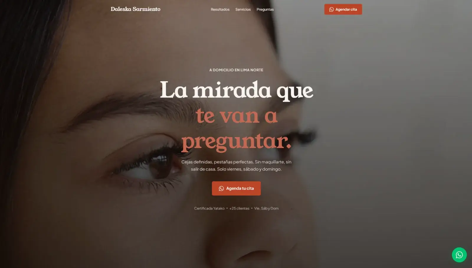 Landing de Daleska · cejas y pestañas a domicilio Lima